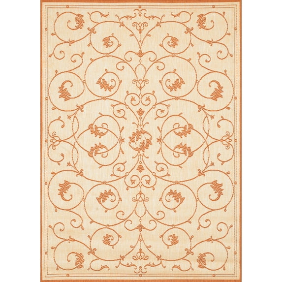 Couristan 7.5' x 10.75' Orange Rectangular Polypropylene Area Throw Rug