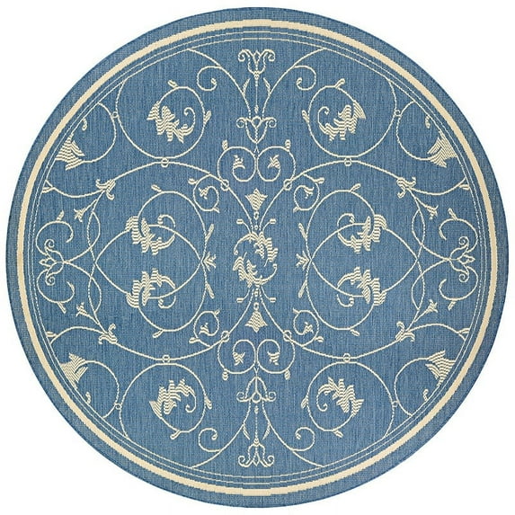 7.5' Blue Round Polypropylene Area Throw Rug