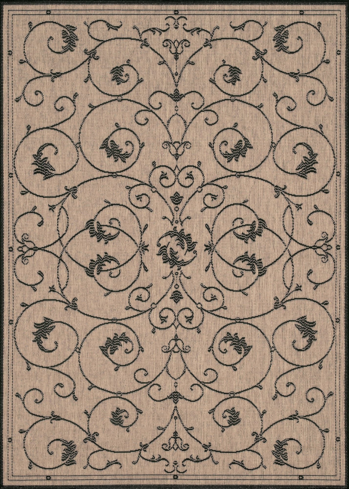 Rectangular Black Flat Woven Synthetic Indoor/Outdoor Rug