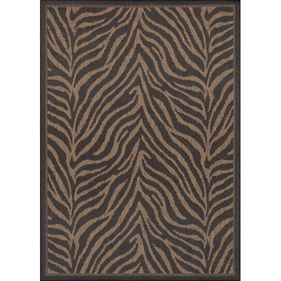 Couristan Recife Zebra Area Rug, 2'3" x 7'10" Runner, Black-Cocoa