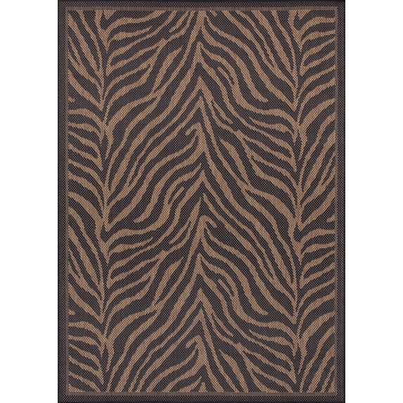 Couristan Recife Zebra Area Rug, 2'3" x 7'10" Runner, Black-Cocoa