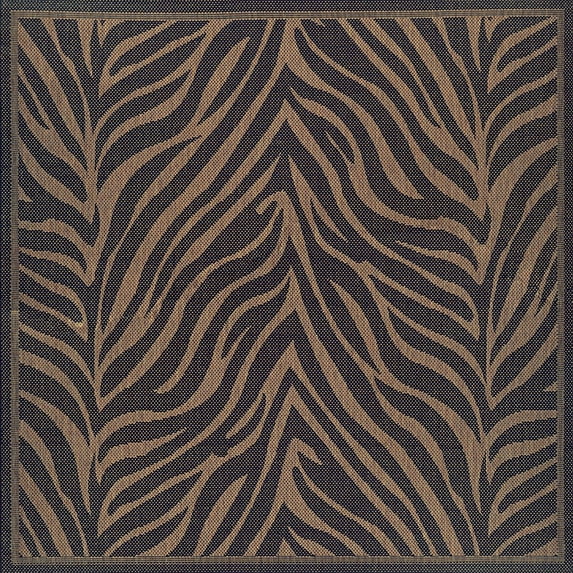 Couristan 8.5' Zebra Black Square Polypropylene Area Throw Rug