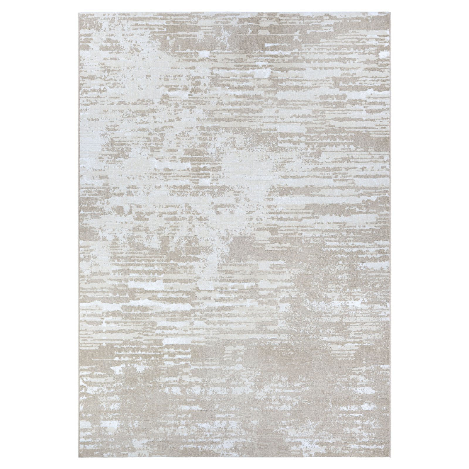 Serenity Champagne Abstract 3'x5' Wool Blend Area Rug