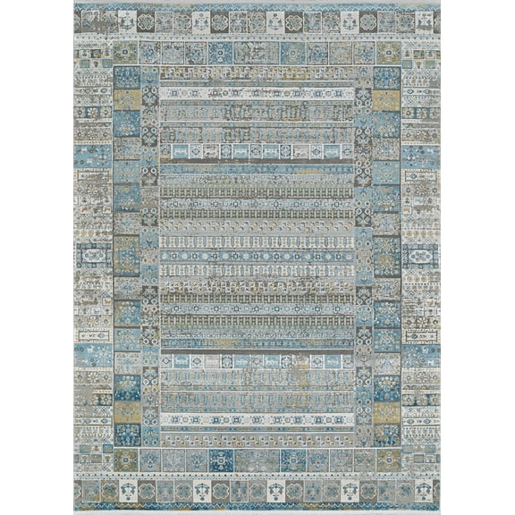 Couristan Siena Tessera 5'3" x 7'2" Blue-Gold-Steel Area Rug