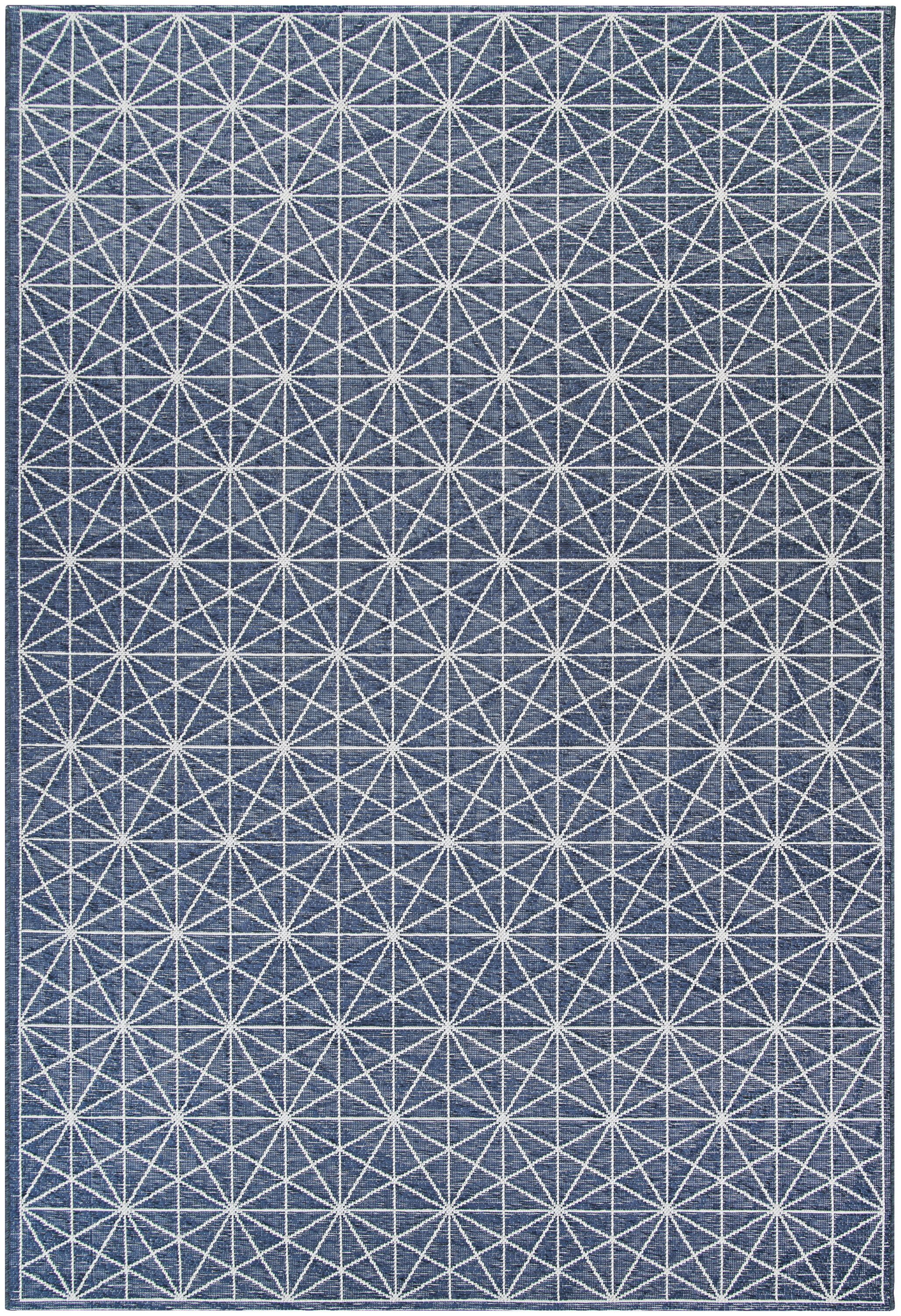 Petrol Blue Geometric Tufted Rectangular Rug