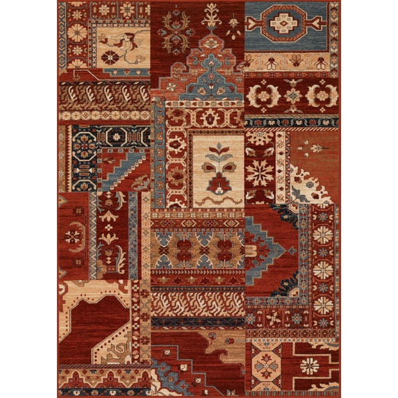 Couristan Timeless Treasures 4323/0300 Kerman Mosaic Area Rug - Burgundy/Rust