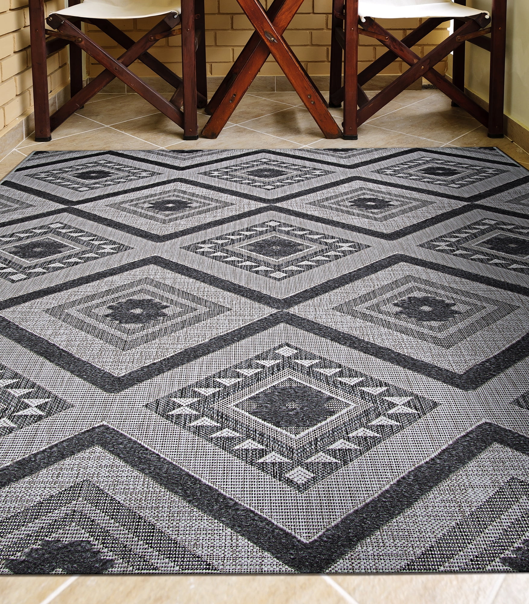 Couristan Veranda Boho Light Grey-Anthracite Indoor/Outdoor Runner Rug