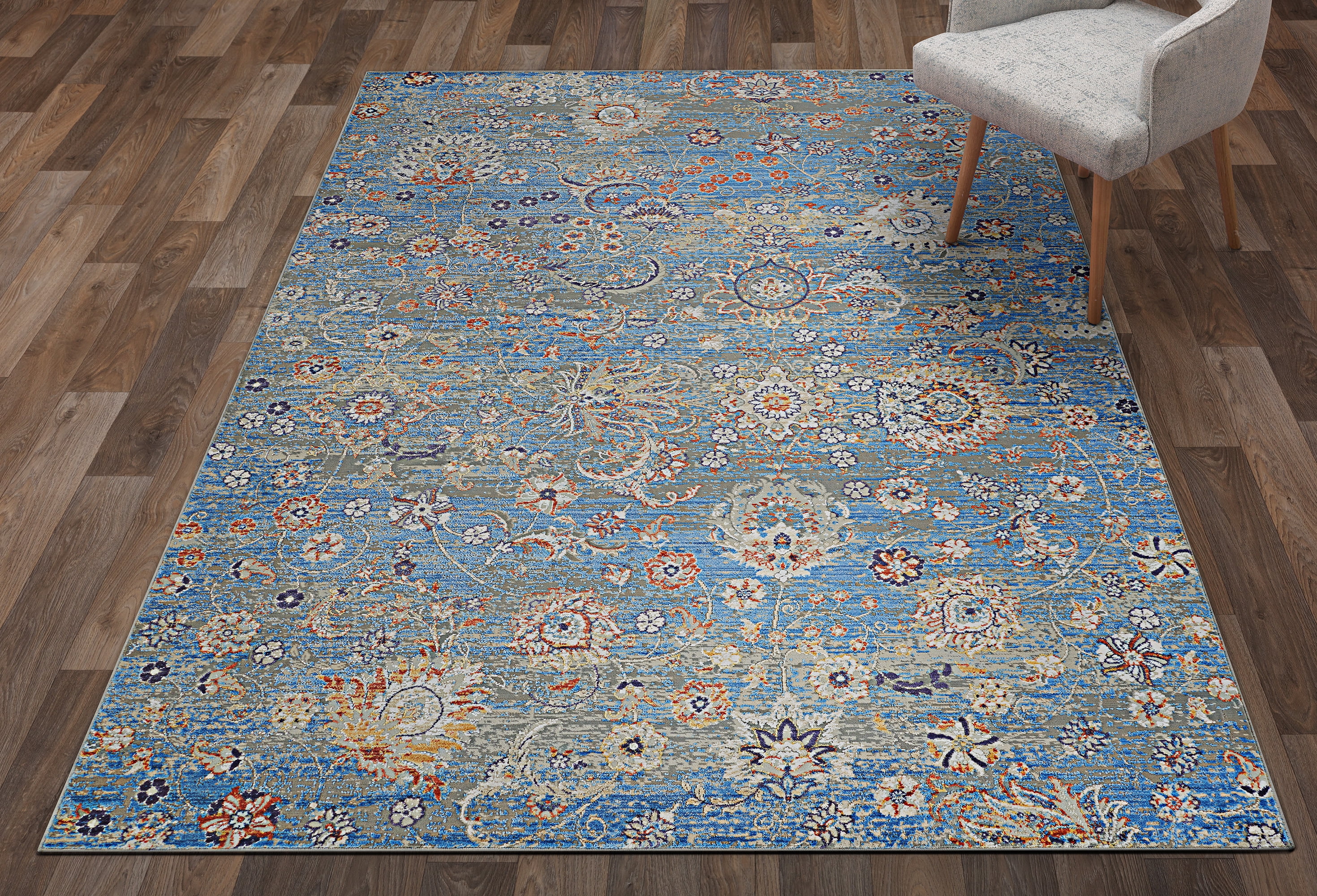 Couristan Vibrata Chateau Multi-Pacific Blue Runner Rug