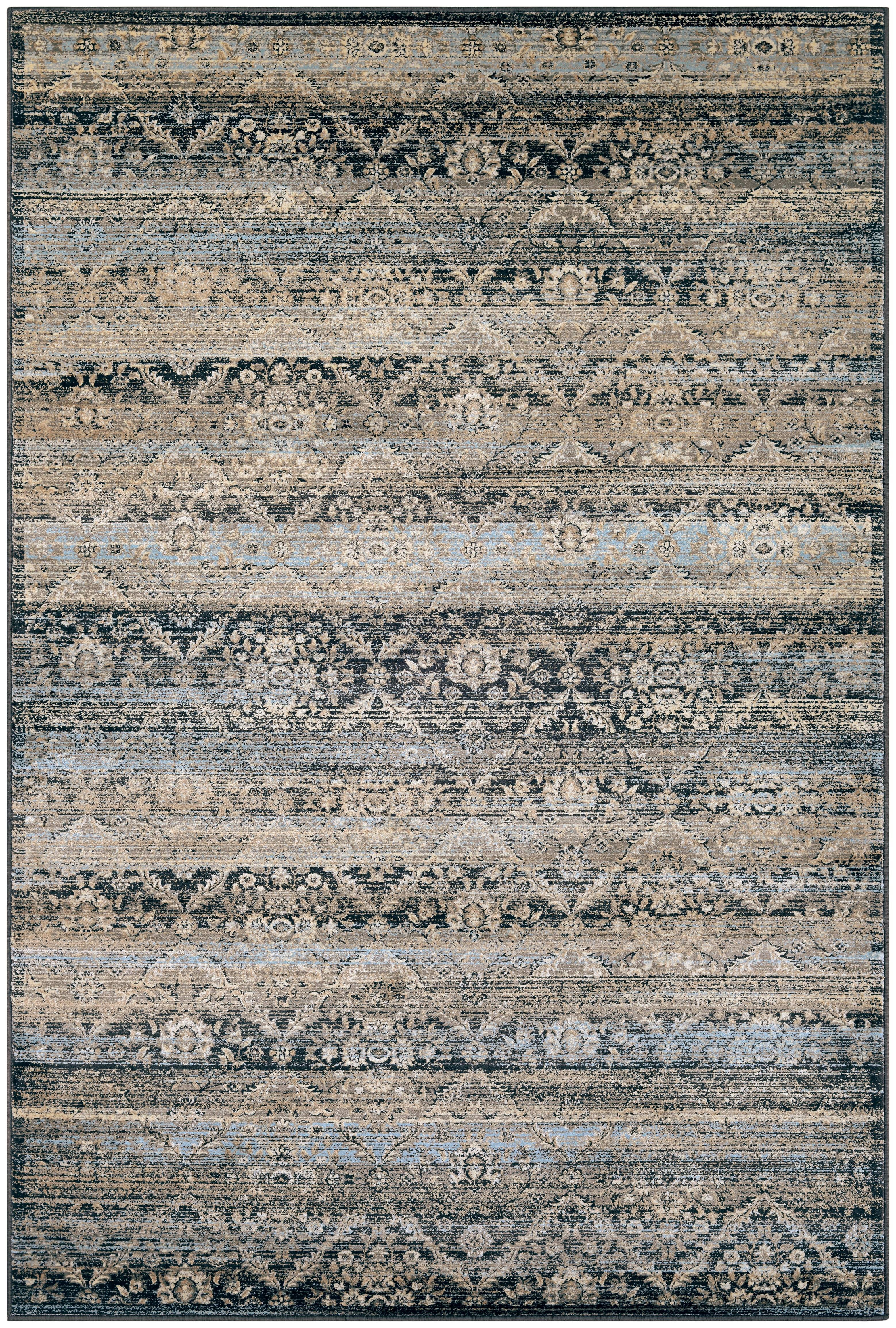 Modern Rustic Black and Light Blue Synthetic Area Rug, 7'10" x 11'2"