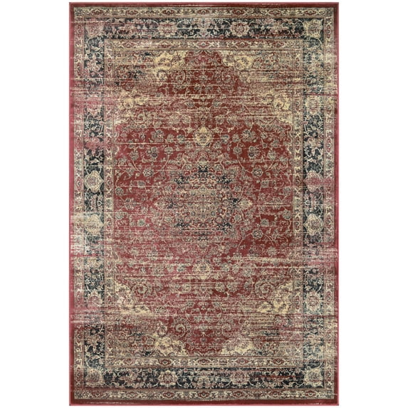 Couristan Zahara Persian Vase Area Rug, 3'11" x 5'3", Red-Black-Oatmeal
