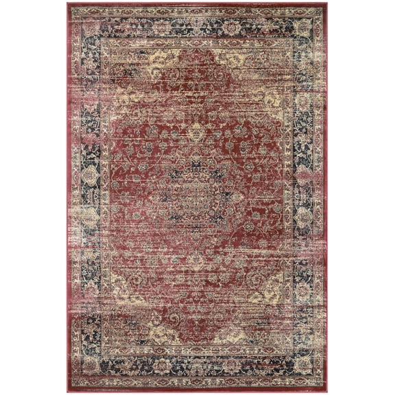 Couristan Zahara Persian Vase Area Rug, 5'3" x 7'6", Red-Black-Oatmeal