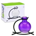 thumbnail image 1 of Couronne Co.  Casablanca Trio Vase, Recycled Floral Glass Vases for Centerpieces with Metal Stand - Table Top Decor for Home - 3.4 oz - Violet, 1 of 8
