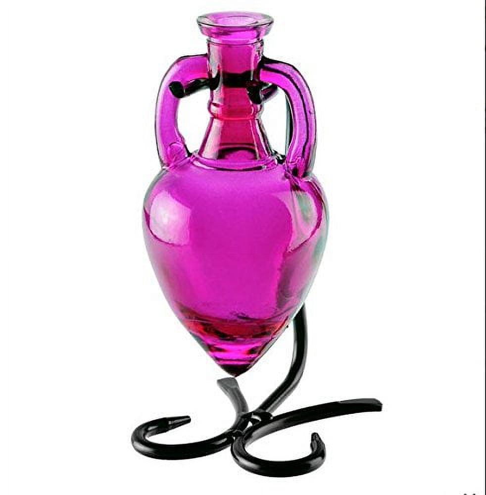 Couronne Amphora Recycled Glass Vase & Metal Stand Fuchsia