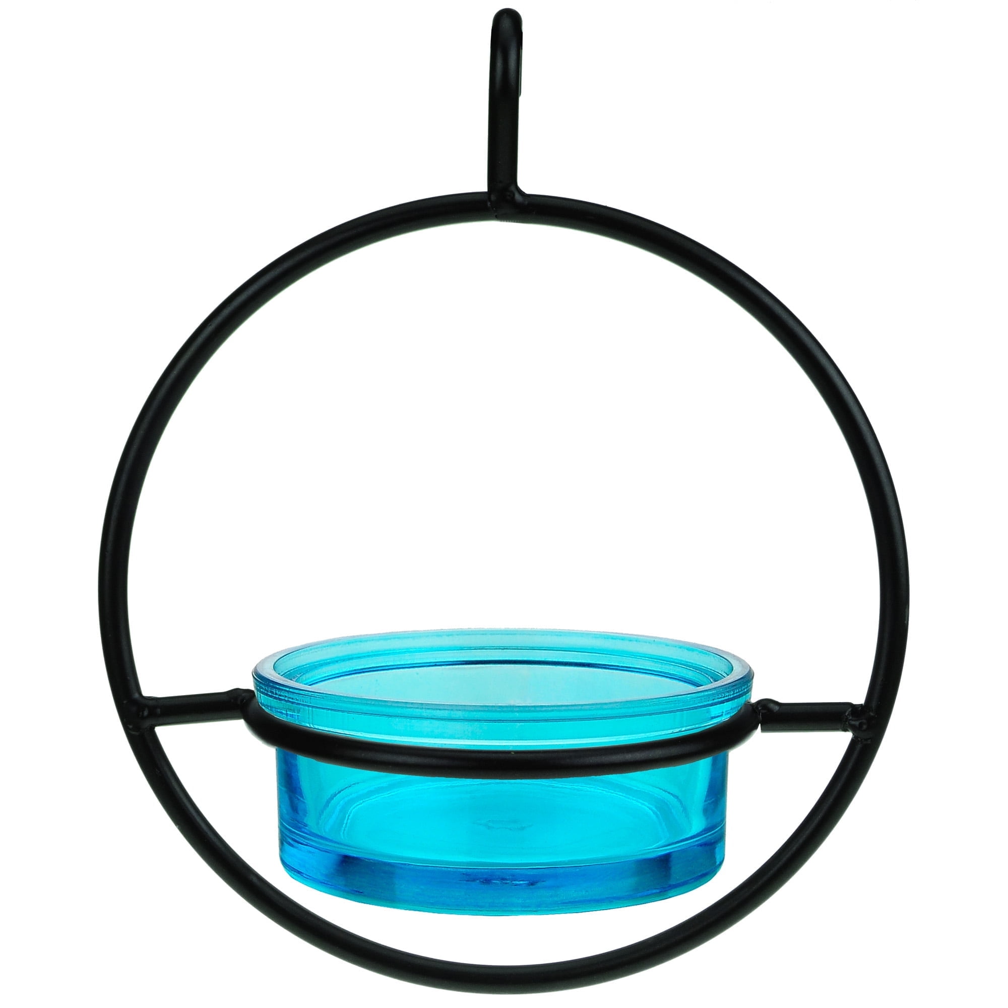 Mosaic Birds Recycled Glass & Metal Hanging Bird Feeder for Outdoors-Oriole Feeder for Garden- Bluebird Feeder -Aqua Blue