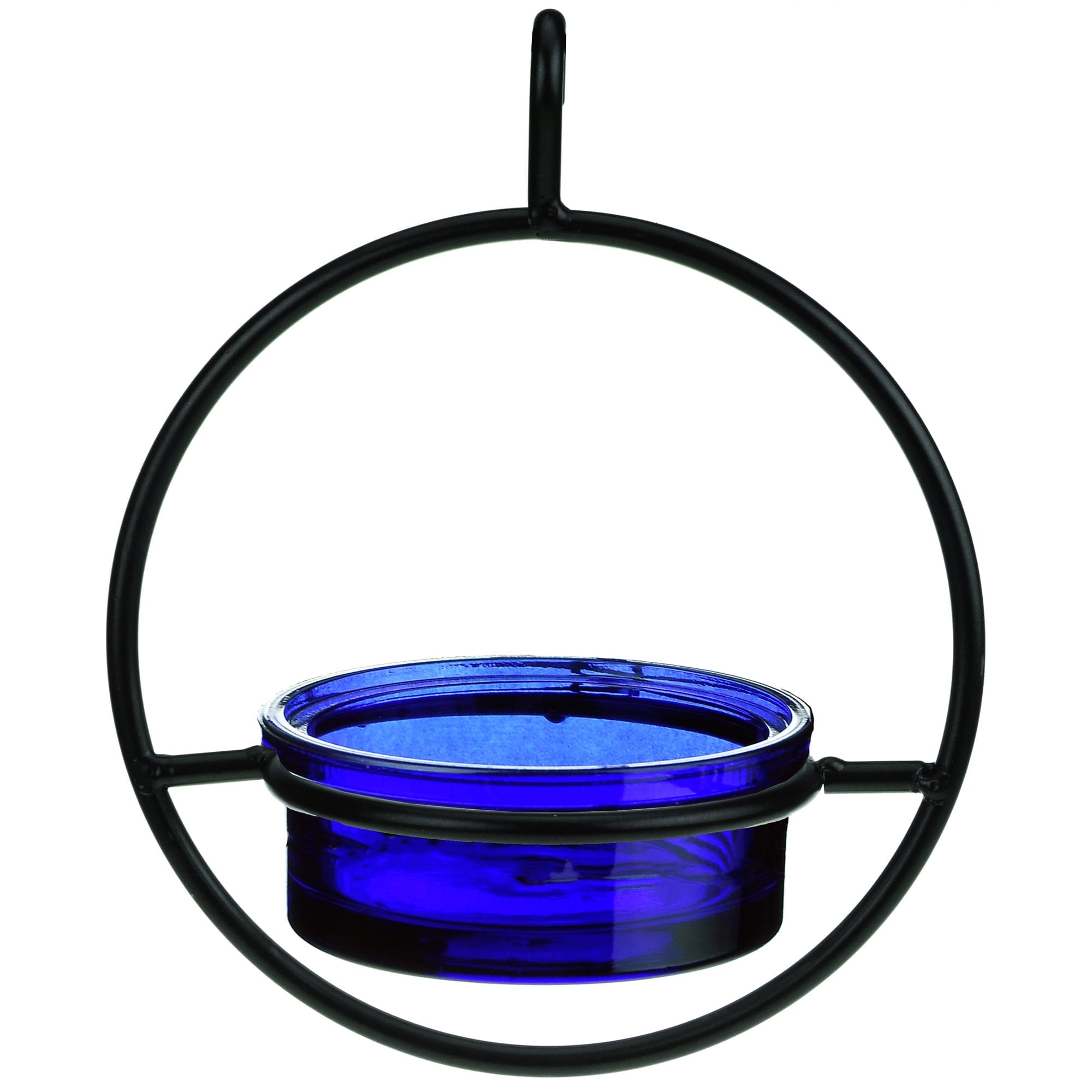 Mosaic Birds Recycled Glass & Metal Hanging Bird Feeder for Outdoors-Oriole Feeder for Garden- Bluebird Feeder - Cobalt Blue