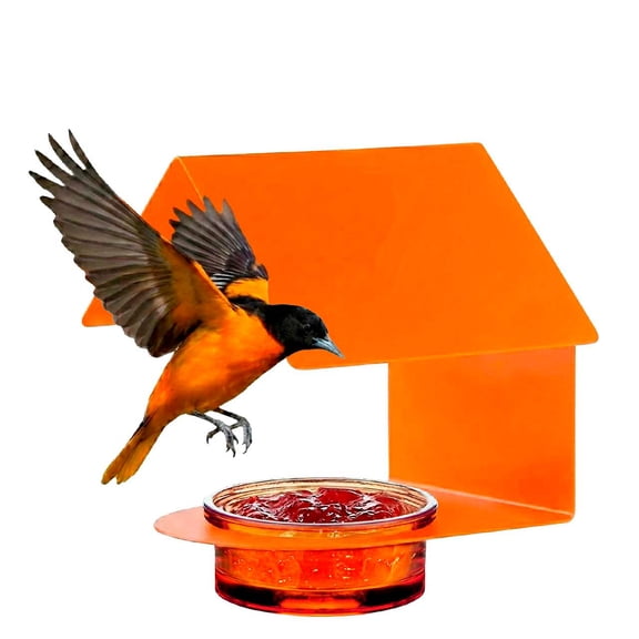 Mosaic Birds Recycled Glass & Metal Bird Feeder Outdoor - Hanging Bird House Feeder for Oriole, Finch - Orange