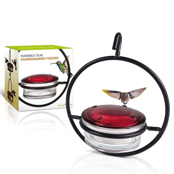 Mosaic Birds Recycled Glass & Metal Hummble Slim Hummingbird Feeder, Hanging Bird Feeder for Outdoors, 3.4 oz