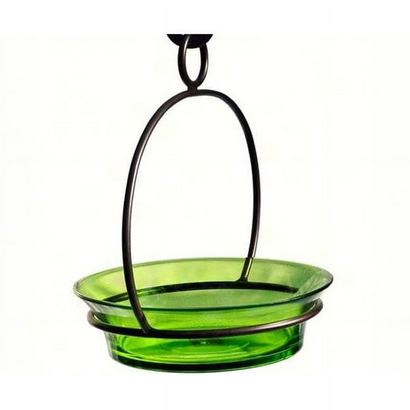Mosaic Birds Recycled Glass & Metal Cuban Hanging Bird Bath Bowl - Bird Feeders for Outdoors - Lawn Décor - Lime