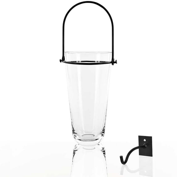 Couronne Company Almere Hanging Vase with Wall Hook, Almere Hanging Vase, 26.5 Ounce Capacity, Clear