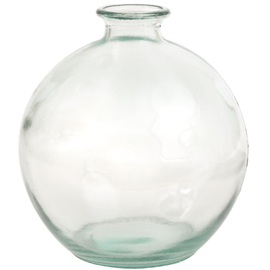 Couronne Company Ball Recycled Glass Container, Globe Vase, 7" Tall, 66oz Capacity, Clear, 1 Piece