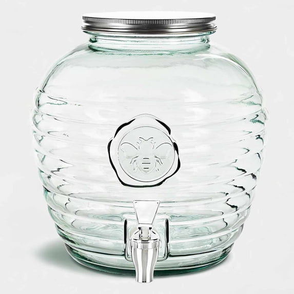 Couronne Company Bee-My Recycled Glass Beverage Dispenser, G5297, 270.5 ounce Capacity, Clear