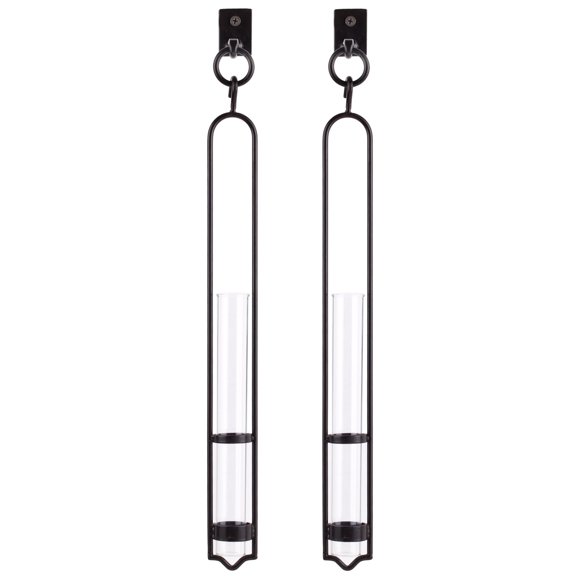 Couronne Co Elegant Glass Flower Vases & Test Tube for Plants – Clear Vase Decor for Living Room, Indoor Plants & Home Decorations - 16.5 in - Pack of 2