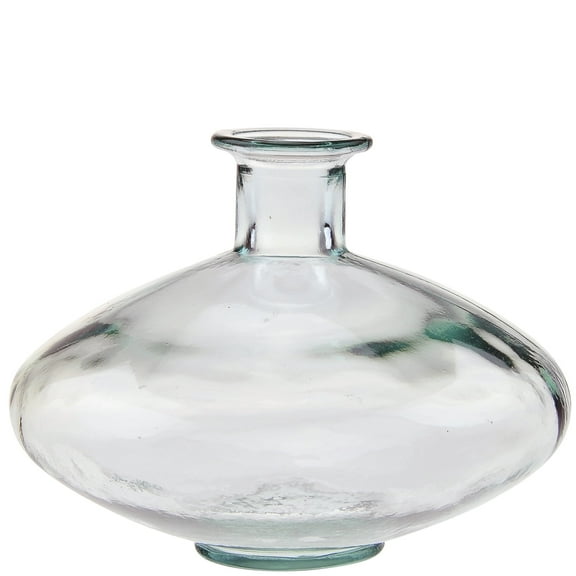 Couronne Co Recycled Glass Disk Vase for Flowers, Elegant Home Decor Accent & Timeless Display Piece, Clear, 67.6 oz