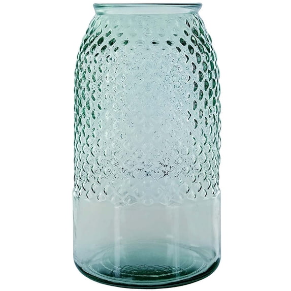 Couronne Co. Diamond Glass Vase, 11" Diamond Recycled Glass Container