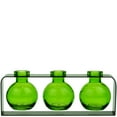 thumbnail image 1 of Couronne Co. Trivo Three Recycled Glass Vases with Metal Stand, Table Top Flower Vase Décor - Lime Green, 1 of 5