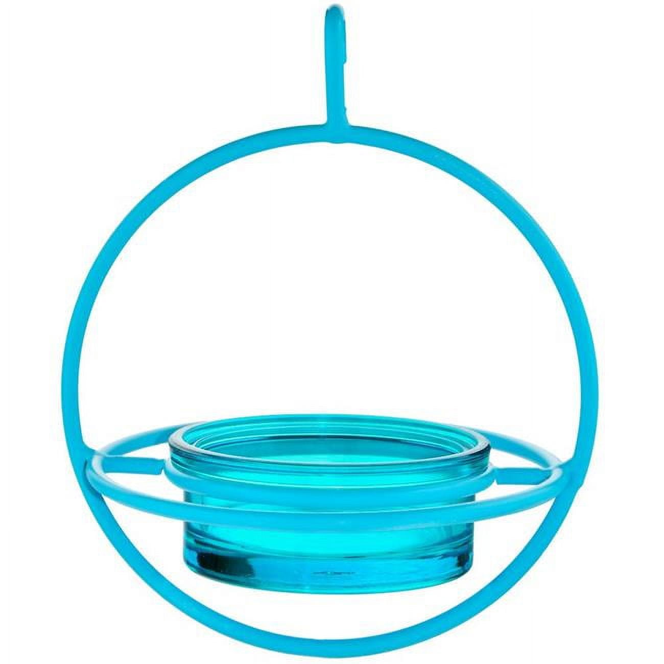 Aqua Hanging Metal and Glass Bird Feeder