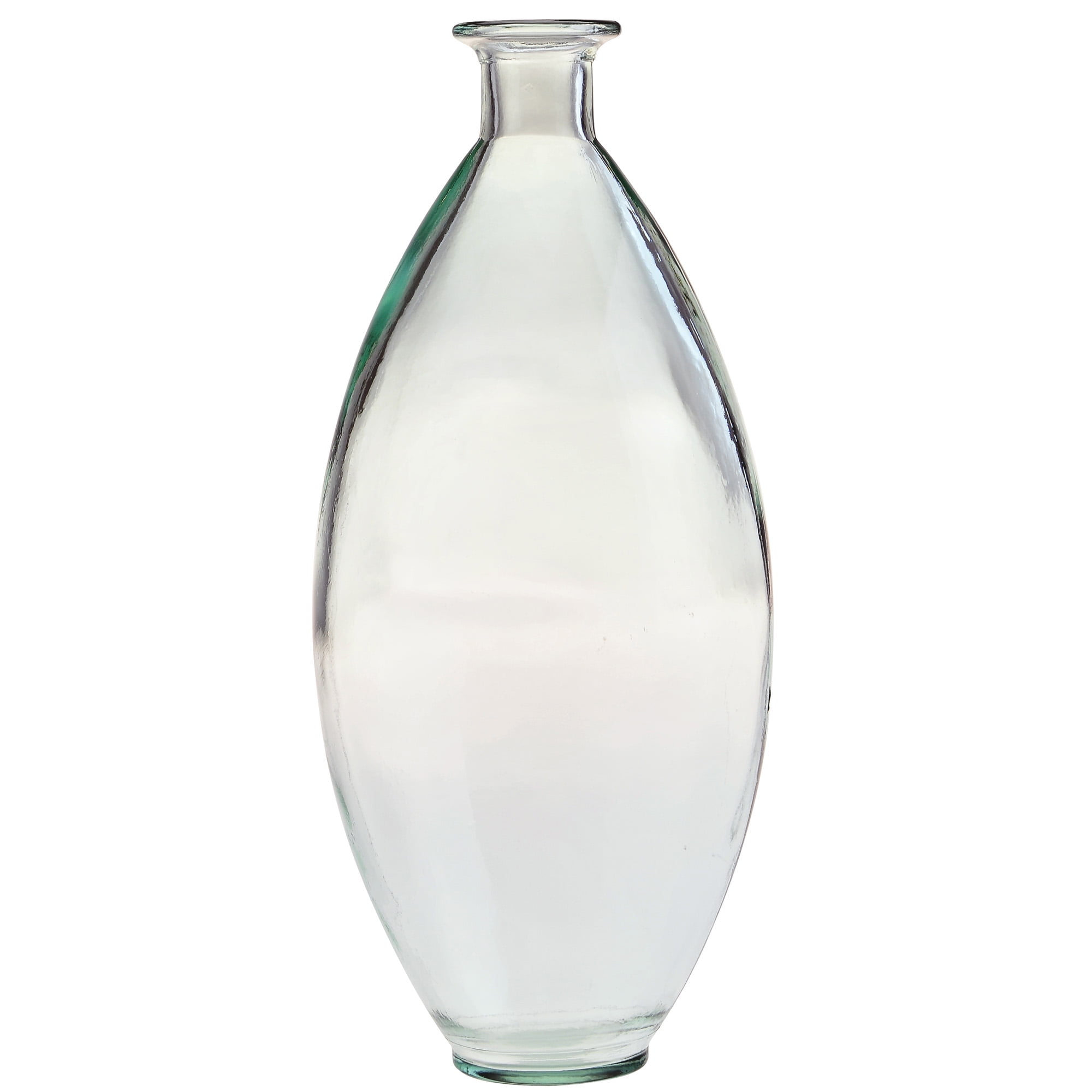 Clear Recycled Glass Teardrop Vase, 15 Inch Tall