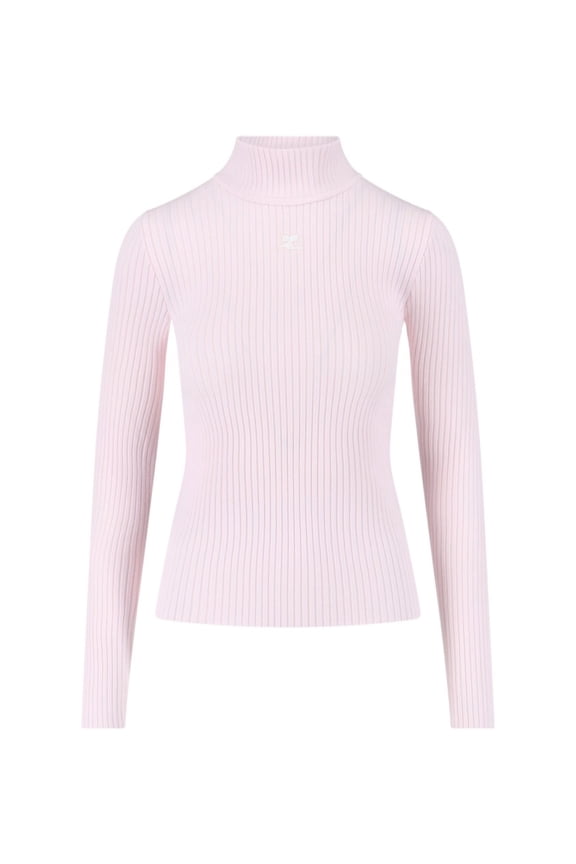 Courrèges Logo Turtleneck, In Pink Viscose Blend (Women's)