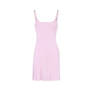 Courr ges Pink Silk Embroidered Logo Mini Dress Womens