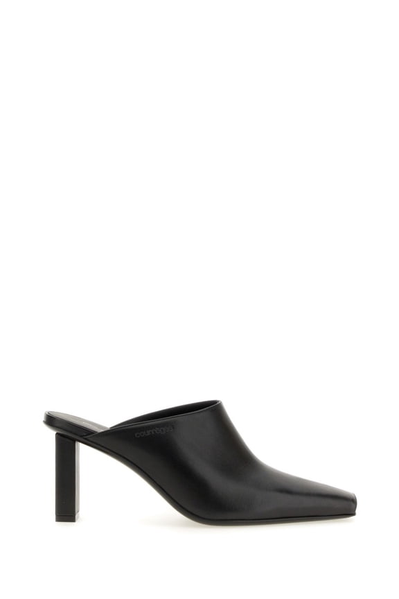 Courrèges Pointed Toe Mules In Smooth Leather Black (Women's)