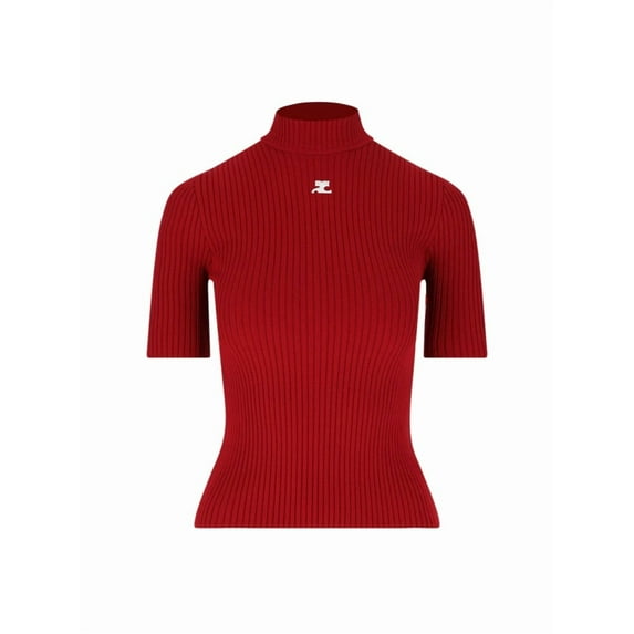 Courrèges "Reedition" Ribbed Top – Red (Women's)