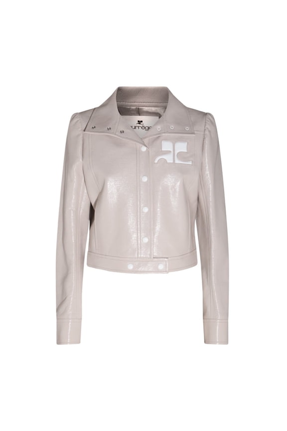 Courrèges Mastic Grey Cotton Cropped Jacket (Women's)