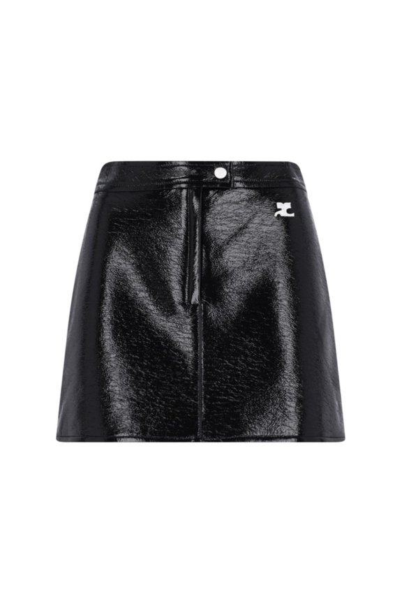 Courrèges Woman Black Vinyl Mini Skirt Black Sizes EU 30-60
