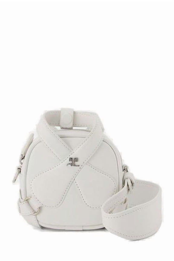 Courrges Women's Mini Loop Bag With Distinctive Handle In Smooth White Leather White