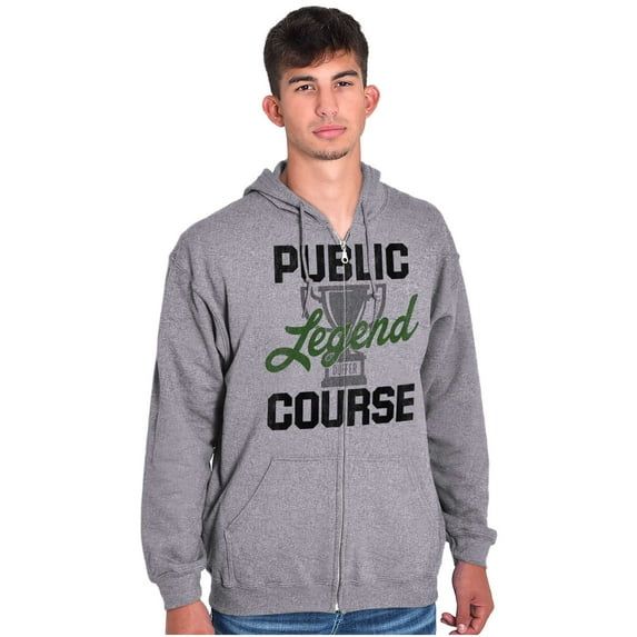 Course Legend Trophy Golfer Golfing Unisex Fleece Graphic Zip Up Hoodie Brisco Brands 2X