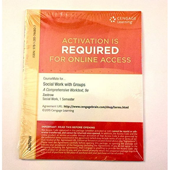 Pre-Owned CourseMate Access Code Social Work With Groups A Comprehensive Worktext 9th Edition Paperback