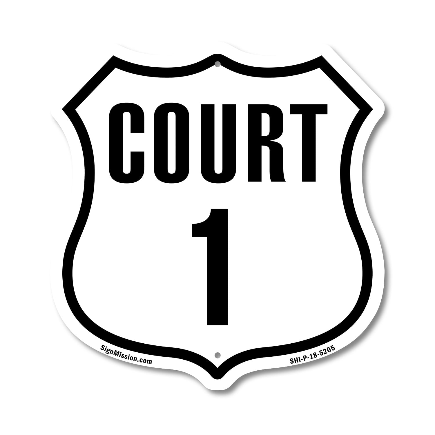 Court 1 12 inch X 12 inch Shield-Shaped Rust-Free Aluminum Metal Sign ...