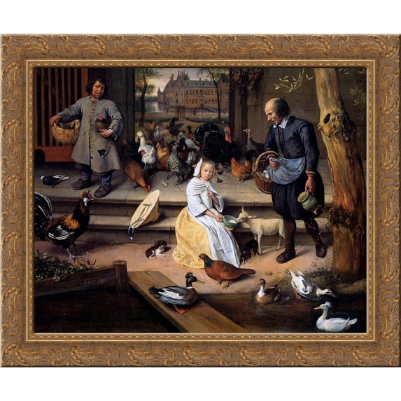 Court 24x20 Gold Ornate Wood Framed Canvas Art by Jan Steen