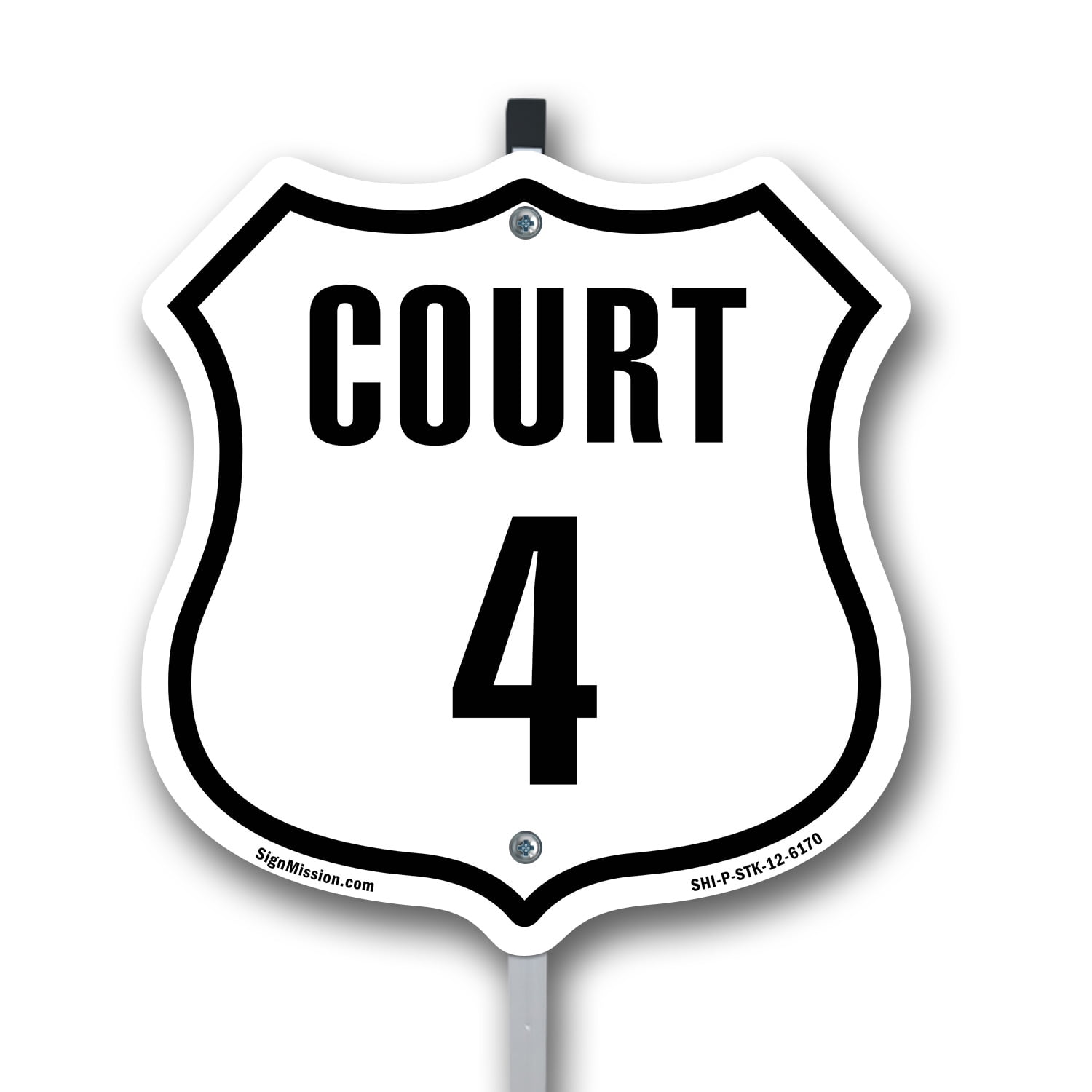 Court 4 12 inch X 12 inch Shield Shaped Rust-Free Aluminum Metal Sign ...