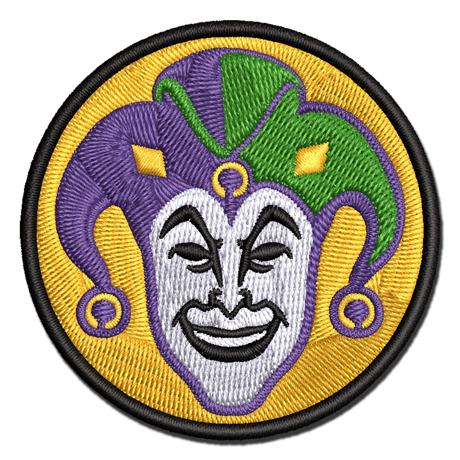 Court Jester Joker Harlequin Applique Multi-Color Embroidered Hook & Loop Patch - 3.5 Inch Large
