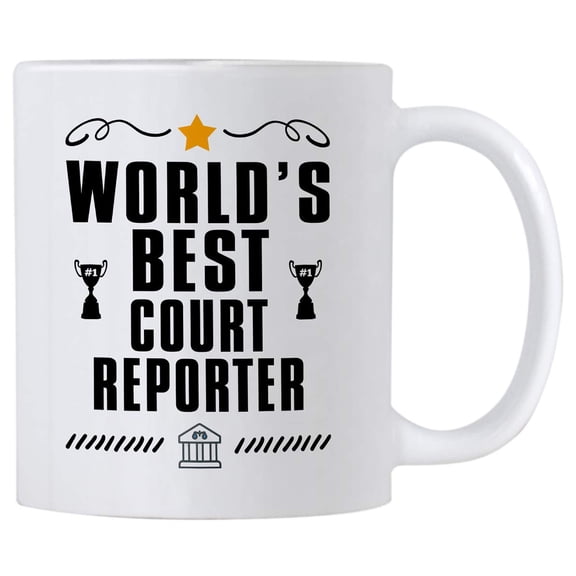 Court Reporter Gifts. 11 Ounce Court Reporting Coffee Mug. World's Best Reporter. Gift Idea for Stenographer or Co-Worker.