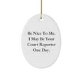 thumbnail image 1 of Court Reporter Inspired Funny Quote Oval Ornament Gifts for Court Reporter Lovers at Christmas with Encouraging Words 'Be Nice to Me' for Unique Present Ideas from Friends or Family, 1 of 1