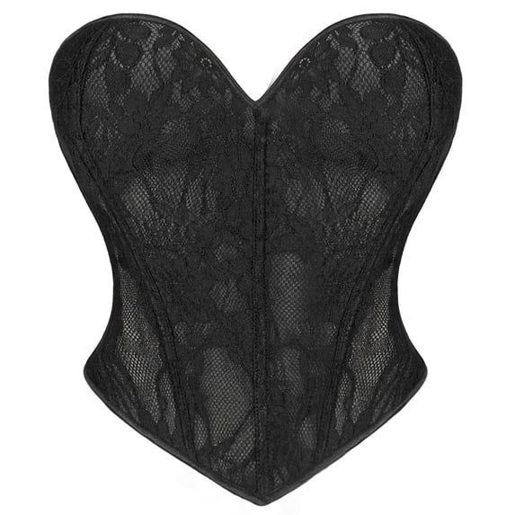 Court Style Outfit Lace Bodice Double Layer Corset Shaping Top Body For Casual Wear All Seasons,Color:Black