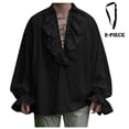 thumbnail image 1 of Court Style Shirt for Men Halloween Festival Two Piece Set Nobleman Attire, 1 of 6