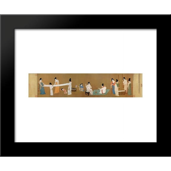 Court ladies preparing newly woven silk 20x24 Framed Art Print by Emperor Huizong