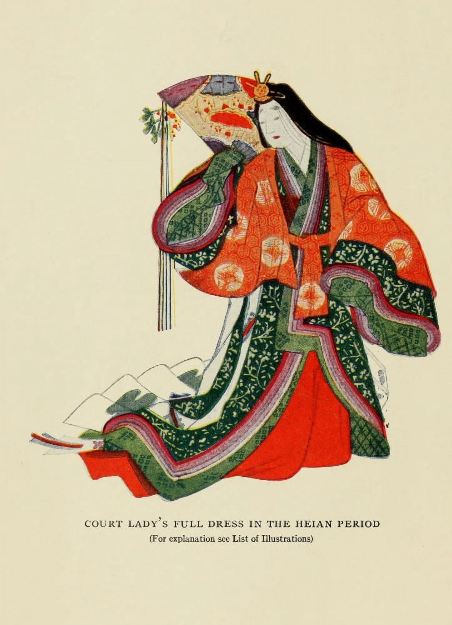Court ladys full dress in the Heian period Diaries of court ladies of old Japan 1920 Canvas Art - Unknown (24 x 36)